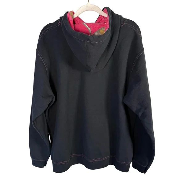 Realtree Unisex Black Hoodie with Pink Camo Accents Size XL Casual Streetwear - Picture 2 of 13